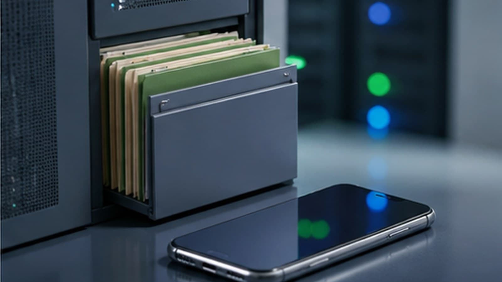 Smartphone und geschützte Datenablage im Serverraum