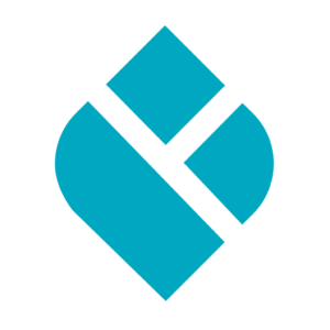 Logo in turquoise auf weißem Hintergrund