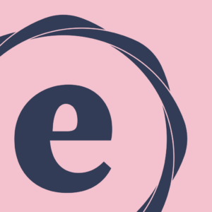 Moderne Grafik mit stilisiertem Buchstaben 'e'