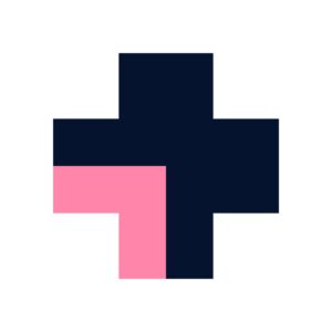 kranus-mictera-4243 Stylisiertes Pluszeichen in Blau und Pink.